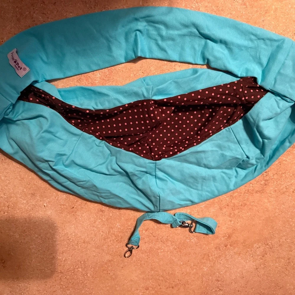 Blue Pet Sling with Polka Dot Lining - Never Used